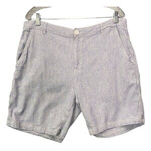 ONIA Men Chino Linen Blend Striped Shorts Sz 36 Blue Golf Casual Versatile 62-13